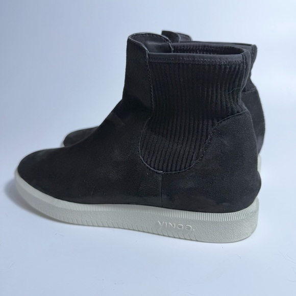 Vince black boots Women's 7.5 shoes Ilona Pull-On High-Top Sneakers - Picture 3 of 13